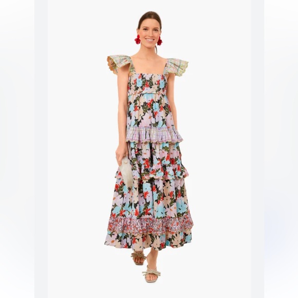 Celia B Maxi Kaira floral tiered Maxi Dress Size Medium M - Picture 1 of 5